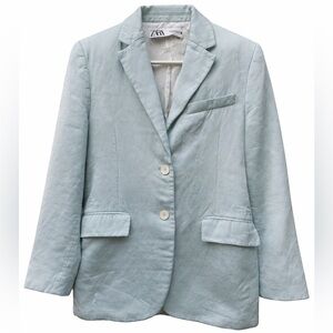 Zara Soft aqua Linen Blazer